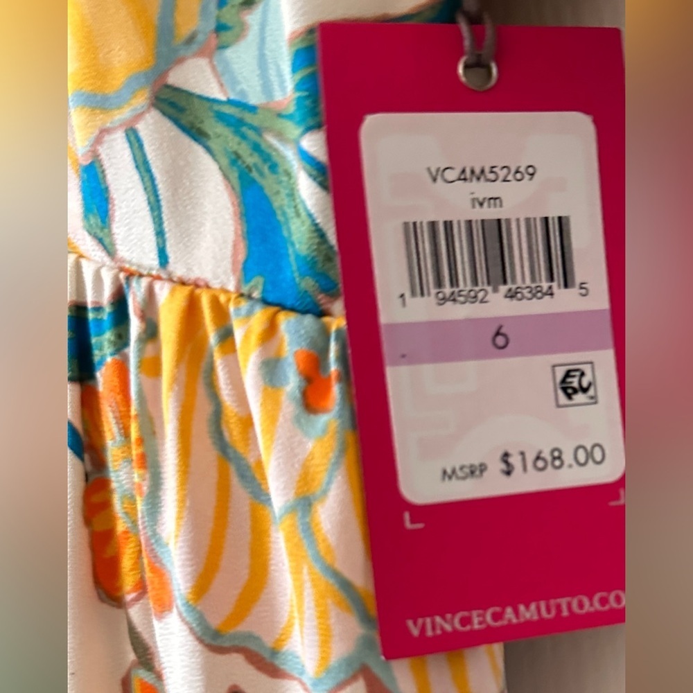 Vince Camuto Yellow and Blue Floral Maxi Dress Size 6 - Picture 2 of 7